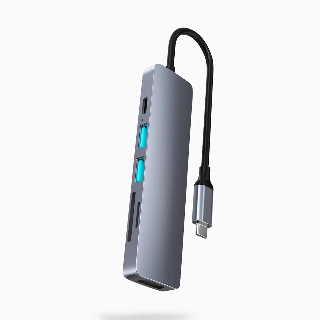 Hub USB C 6 en 1 avec interface PD-USB et vidéo (1).webp