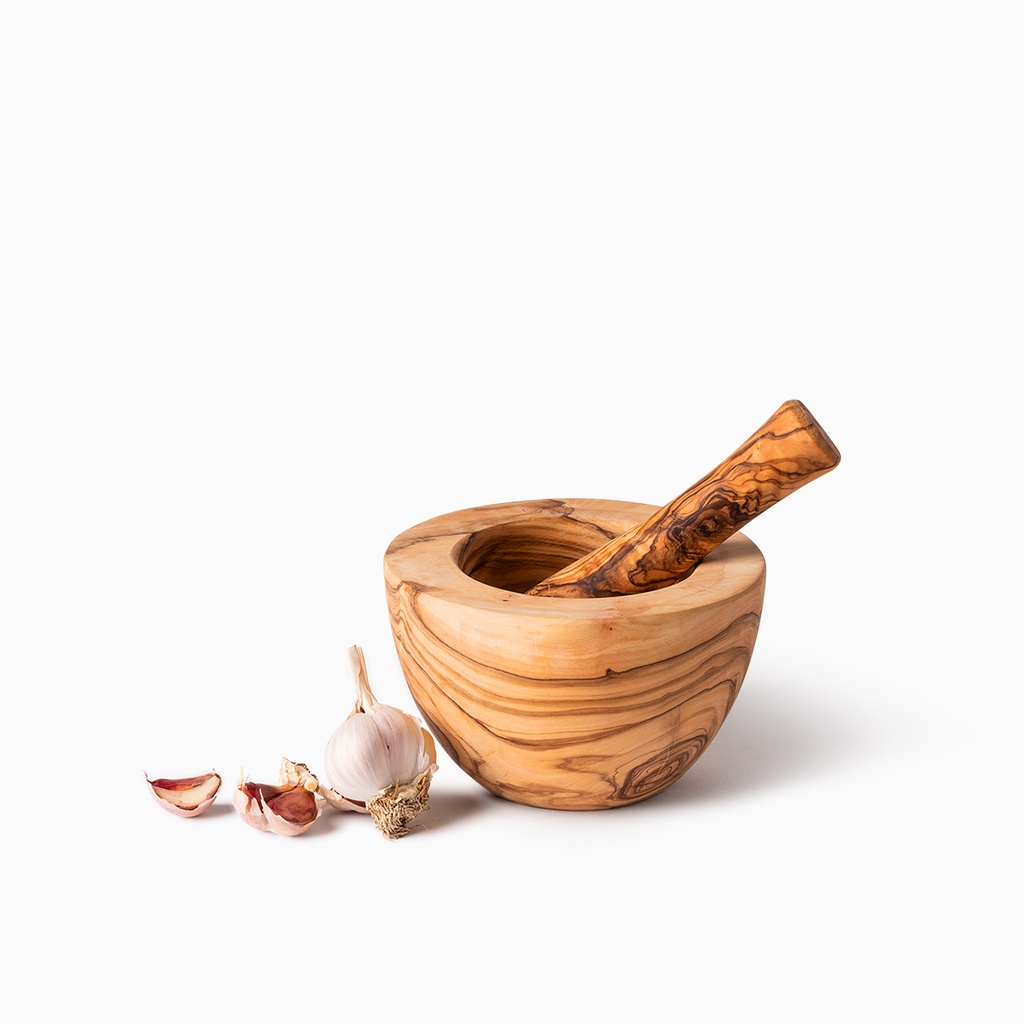 Wooden mortar and pestle